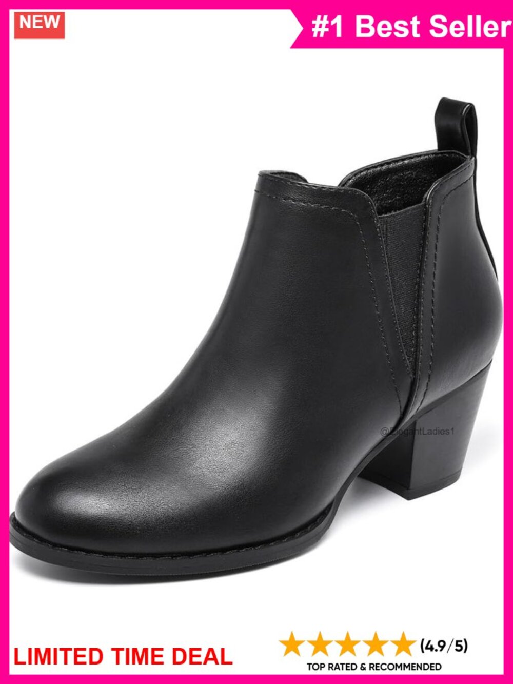 Womens Ankle Boots Side Zip Low Heel PU Fall Winter Booties